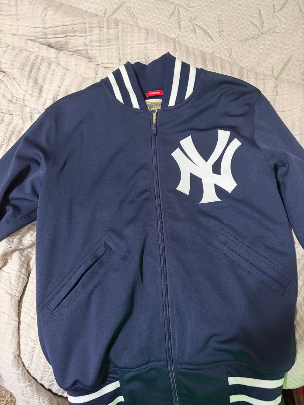 Mitchell & Ness Navy Bomber Jacket with White NY Logo